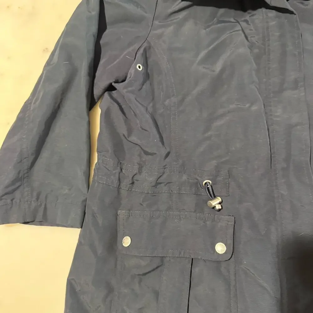 Lands' End Girls S 6-8 Navy Hooded Basic Utility Field Waterproof Jacket Mesh
